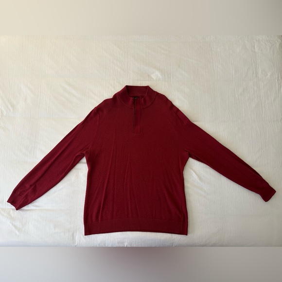 Men’s Tasso Elba Red Quarter Zip Casual Sweatshirt - Picture 2 of 3